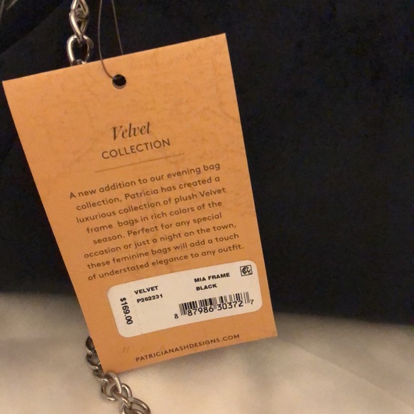 Patricia Nash Mia Frame Black Velvet & Leather Kiss Lock Clutch/Shoulder Bag NWT - Picture 3 of 13
